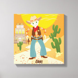 Cowboy kid birthday party canvas print