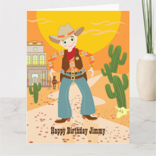 Cowboy kid birthday party card
