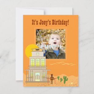 Cowboy kid birthday party invitation