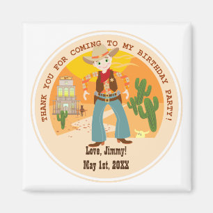 Cowboy kid birthday party magnet