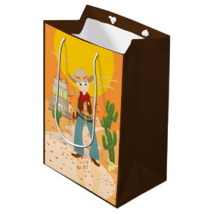 Cowboy kid birthday party medium gift bag