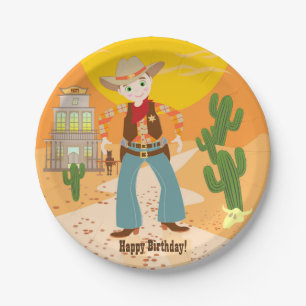 Cowboy kid birthday party paper plate