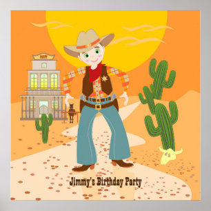 Cowboy kid birthday party poster