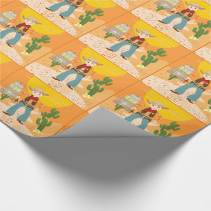 Cowboy kid birthday party wrapping paper