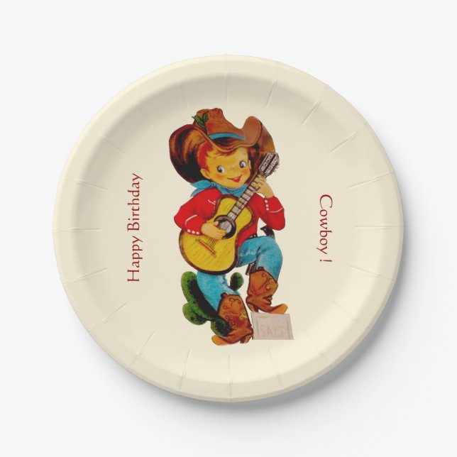 Cowboy Kid Party Paper Plate (Front)