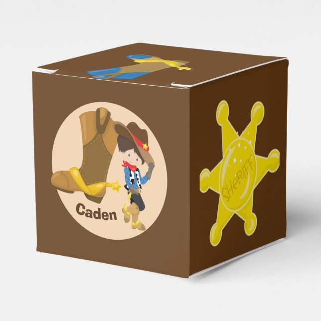 Cowboy Kids Custom Boys Rodeo Birthday Party Favour Box (Front Side)