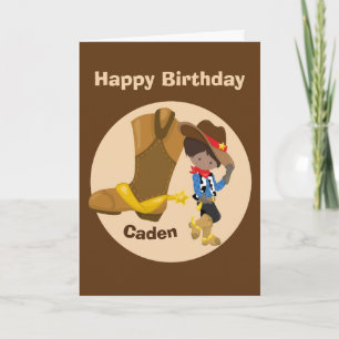 Cowboy Kids Custom Hispanic Boy Happy Birthday Card