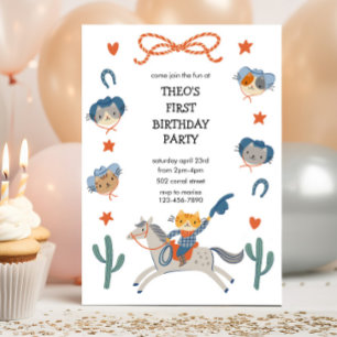 Cowboy Kitties Western Birthday Party Invitation