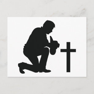 Cowboy Kneeling at Cross Postcard