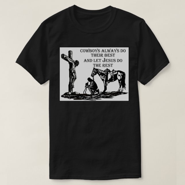 Cowboy kneeling at cross T-Shirt (Design Front)