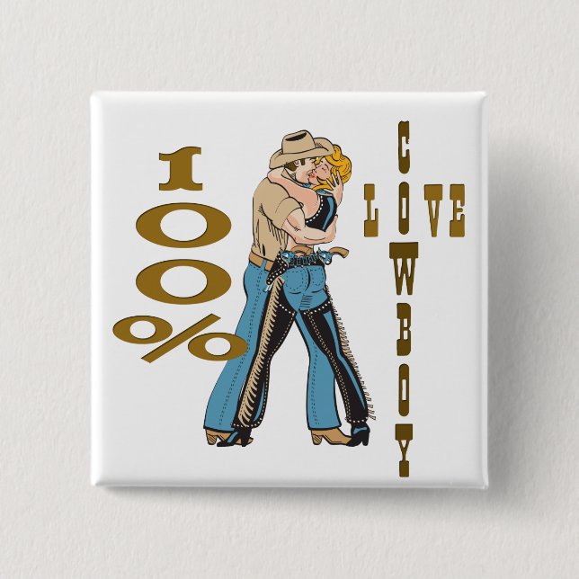 Cowboy Love 15 Cm Square Badge (Front)