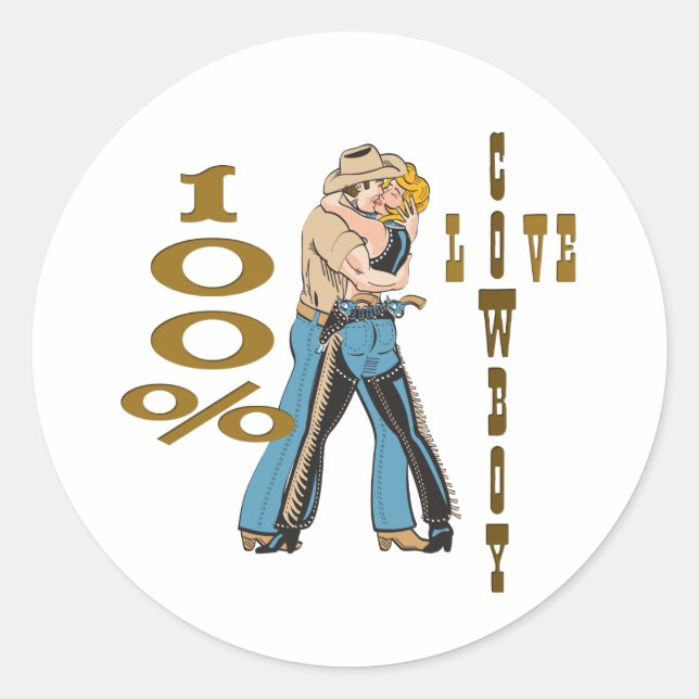 Cowboy Love Classic Round Sticker (Front)