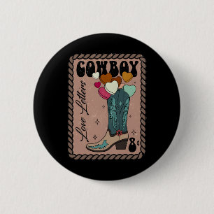 Cowboy Love Letter, Retro Valentine, Howdy Western 6 Cm Round Badge