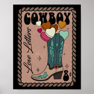 Cowboy Love Letter, Retro Valentine, Howdy Western Poster