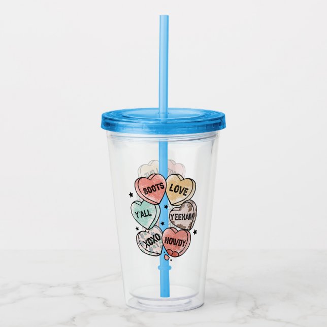 Cowboy Love - Western Hearts Acrylic Tumbler (Front)