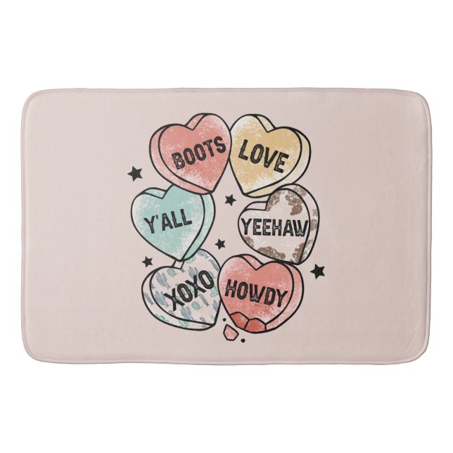 Cowboy Love - Western Hearts Bath Mat (Front)