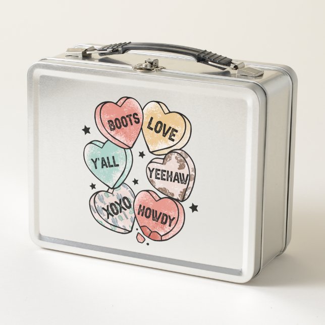 Cowboy Love - Western Hearts Metal Lunch Box (Front)