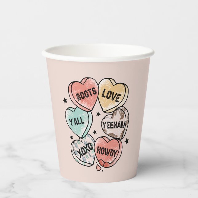 Cowboy Love - Western Hearts Paper Cups (Front)
