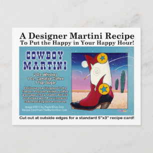 Cowboy Martini Recipe Postcard