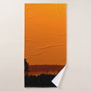 Cowboy Men horse riding at sunset Vintage west Bath Towel
