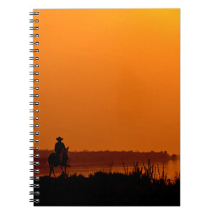 Cowboy Men horse riding at sunset Vintage west Notebook