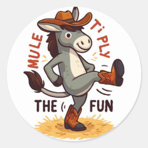Cowboy Mule - Mule-tiply the Fun Classic Round Sticker