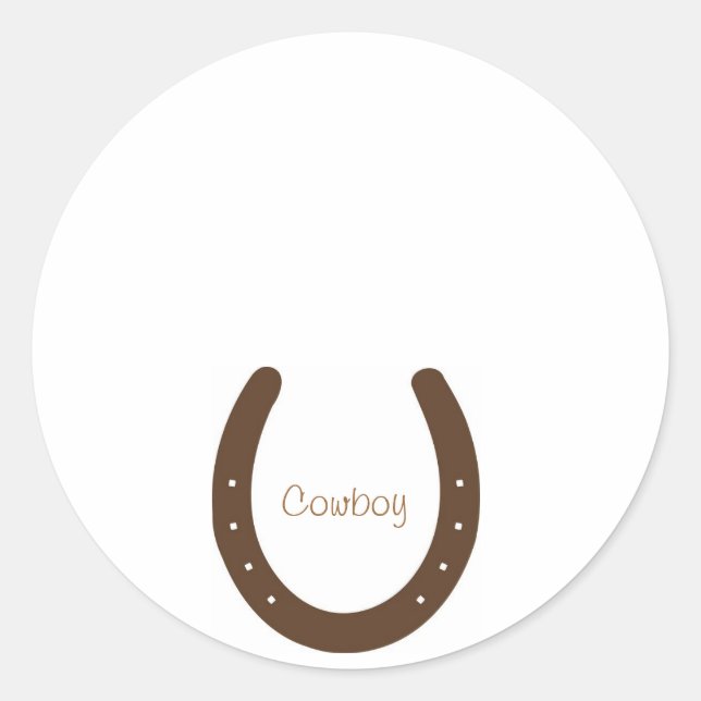 "Cowboy" name badge with horseshoe Classic Round Sticker (Front)