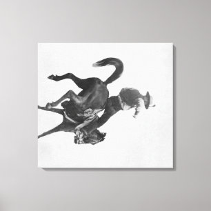Cowboy Ned Coy Riding Bucking Bronco Named Canvas Print