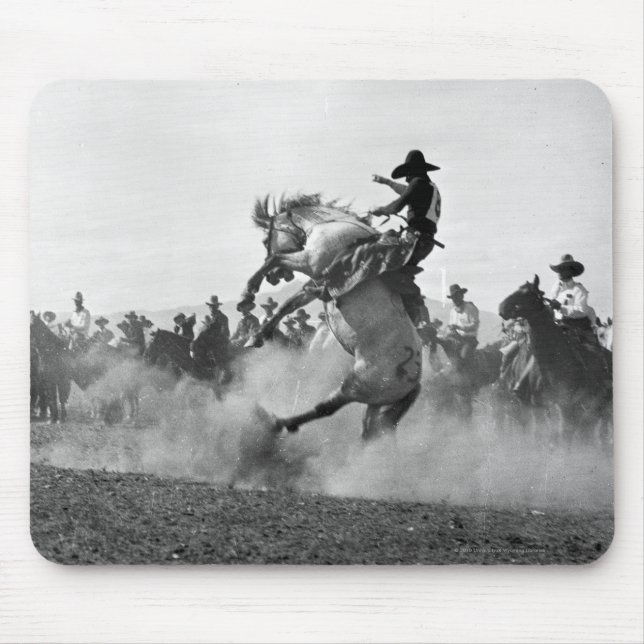 Cowboy on a bucking bronco mouse mat (Front)