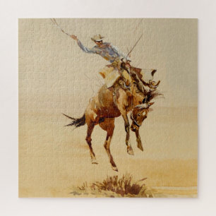 Cowboy on a Bucking Horse #2 by Edward Borein Jigsaw Puzzle