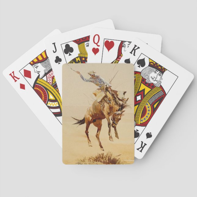 Cowboy on a Bucking Horse #2 by Edward Borein Playing Cards (Back)