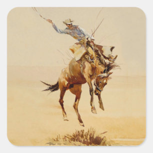 Cowboy on a Bucking Horse #2 by Edward Borein Square Sticker