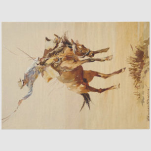 Cowboy on a Bucking Horse #2 by Edward Borein Tissue Paper