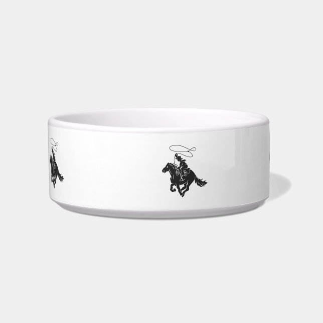 Cowboy on bucking horse running with lasso bowl (Front)