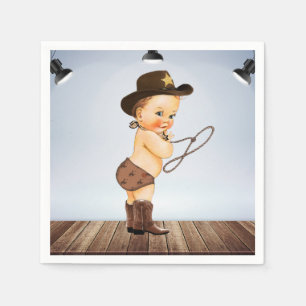 Cowboy On His Way Baby Shower  Napkin