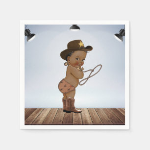 Cowboy On His Way Baby Shower  Napkins