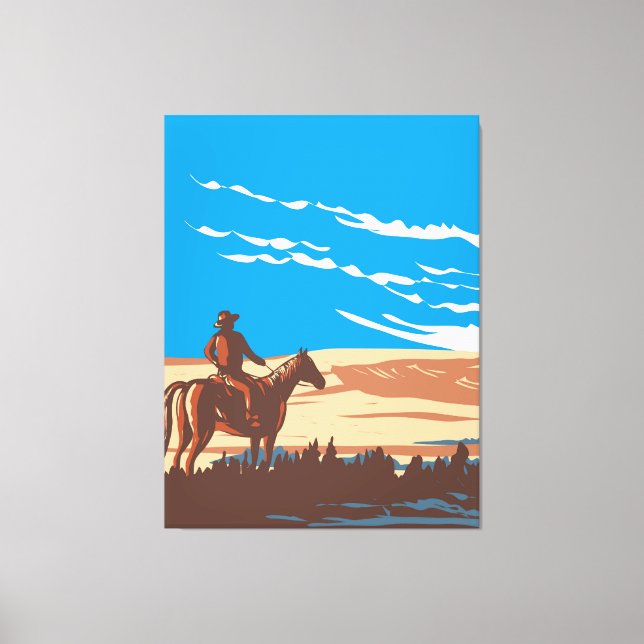 Cowboy on horse canvas print (Front)