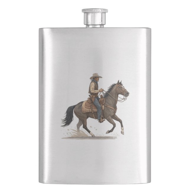 Cowboy On Horse Hip Flask (Front)