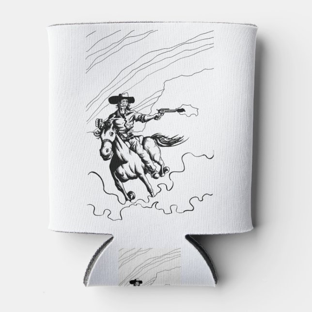Cowboy On horse illustration Can Cooler (Front)