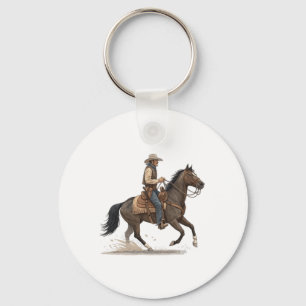 Cowboy On Horse Key Ring
