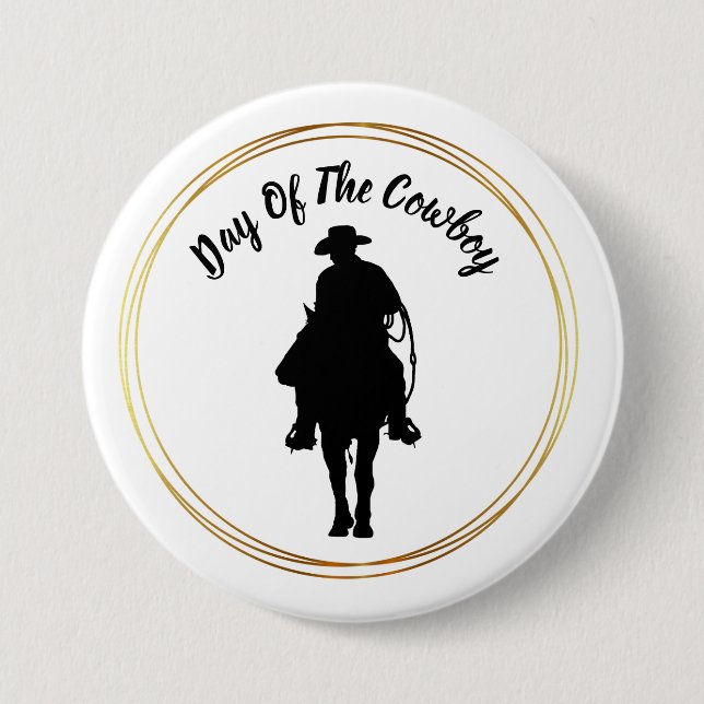 Cowboy on Horse Silhouette Button (Front)