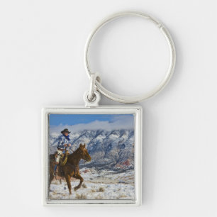 Cowboy on Horse wearing Leather Chaps Key Ring
