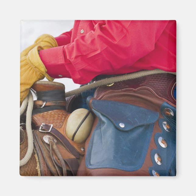 Cowboy on Horse wearing Leather Chaps Magnet (Front)