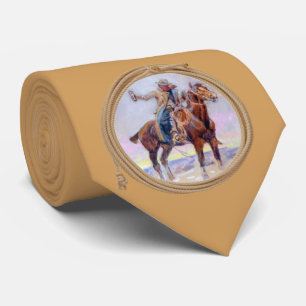 Cowboy On Horse Western Tie