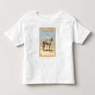 Cowboy on Horseback - Glacier National Park, Toddler T-Shirt