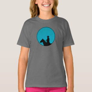 Cowboy on Horseback Silhouette - Turquoise  T-Shirt
