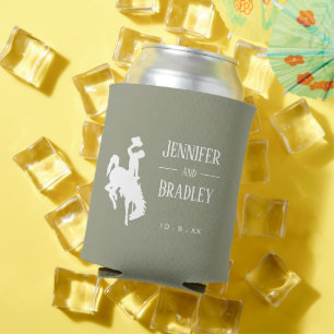 Cowboy on Sage Green Personalised Can Cooler