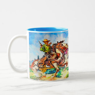 Cowboy on the Run Two-Tone Coffee Mug