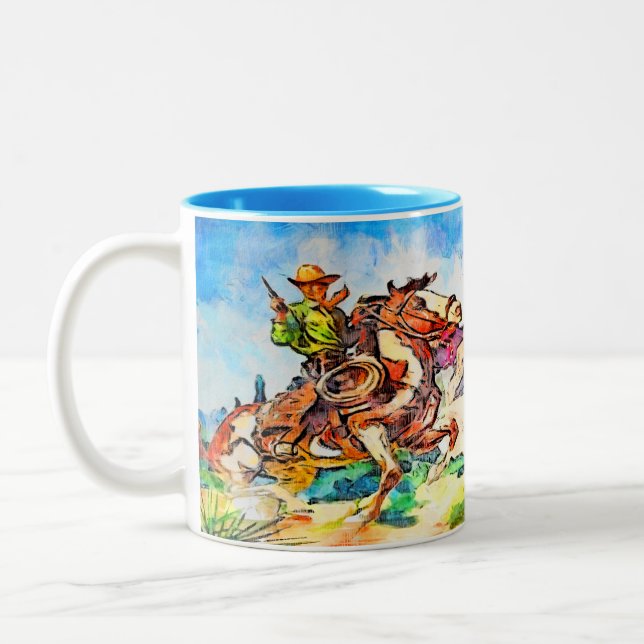 Cowboy on the Run Two-Tone Coffee Mug (Left)