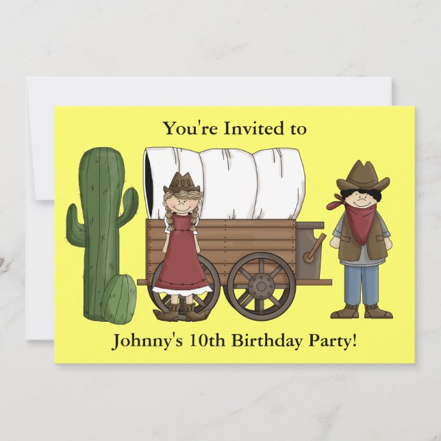Cowboy or Cowgirl Child Party - Kids Western Invitation (Front)